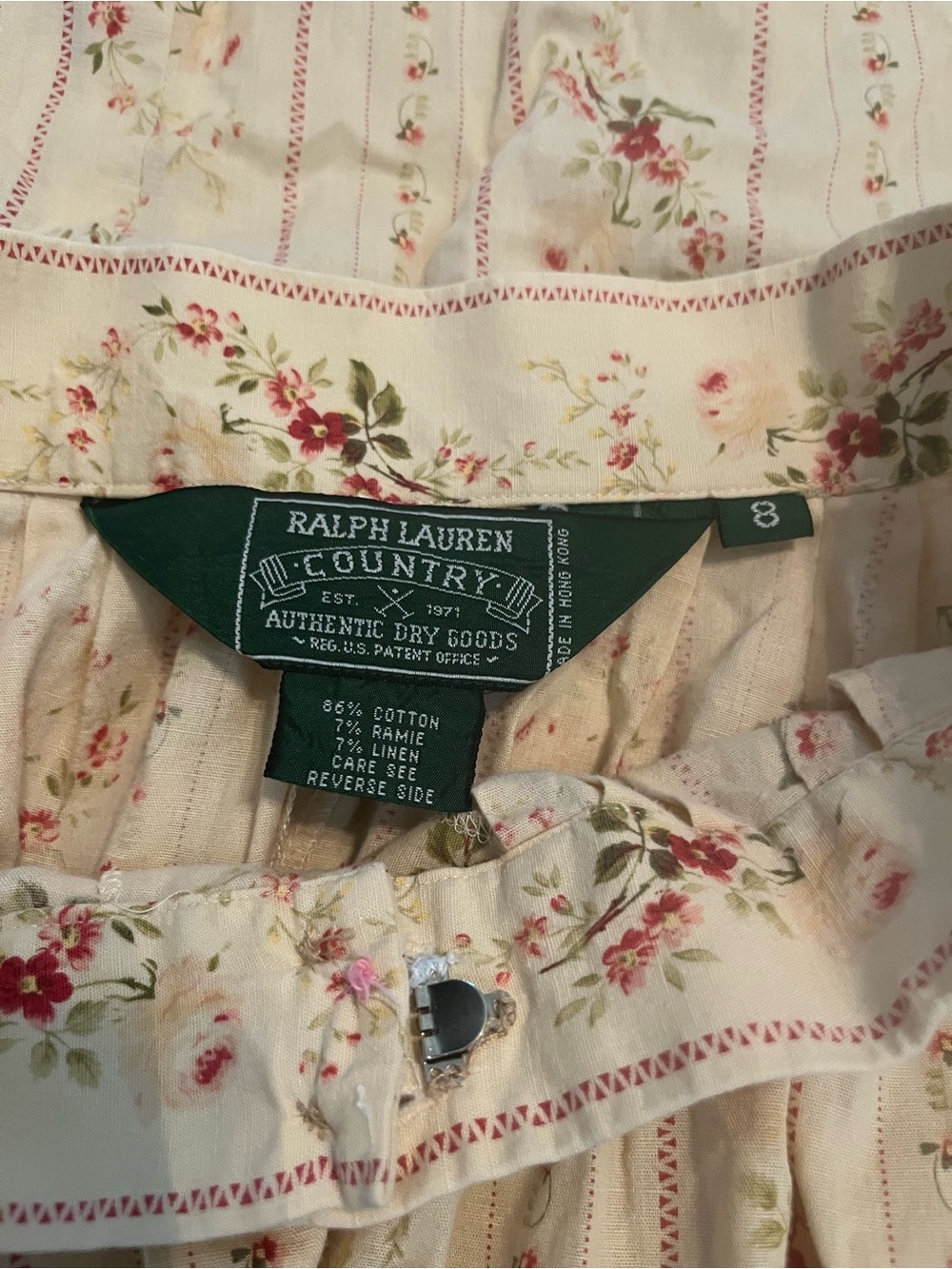 Ralph Lauren Country Vintage Prairie 2pc Set Button Down Shirt Ankle Skirt Sz 4 - Picture 14 of 14